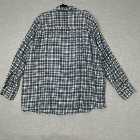 John Ashford Flannel Shirt Mens 4XLT Blue Black Plaid Cotton Button Down - Picture 3 of 9
